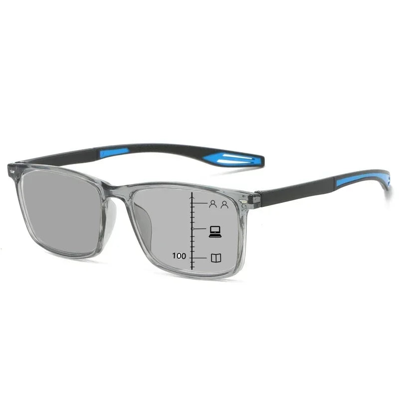 Color Changing Multifocal Presbyopia Glasses TR90 Sports Bifocal Near Far Sight Eyewear Finished Photochromic Reading Eyeglasses