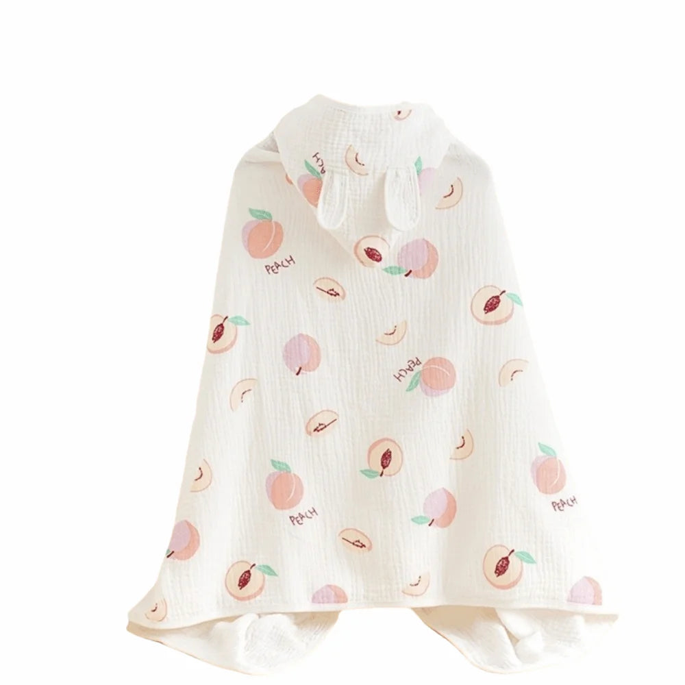 Warm Cartoon Printed Baby Gauze Bath Towel Four Layer Soft Cartoon Cloak Towel Comfortable Absorbent Hooded Bathrobe Children