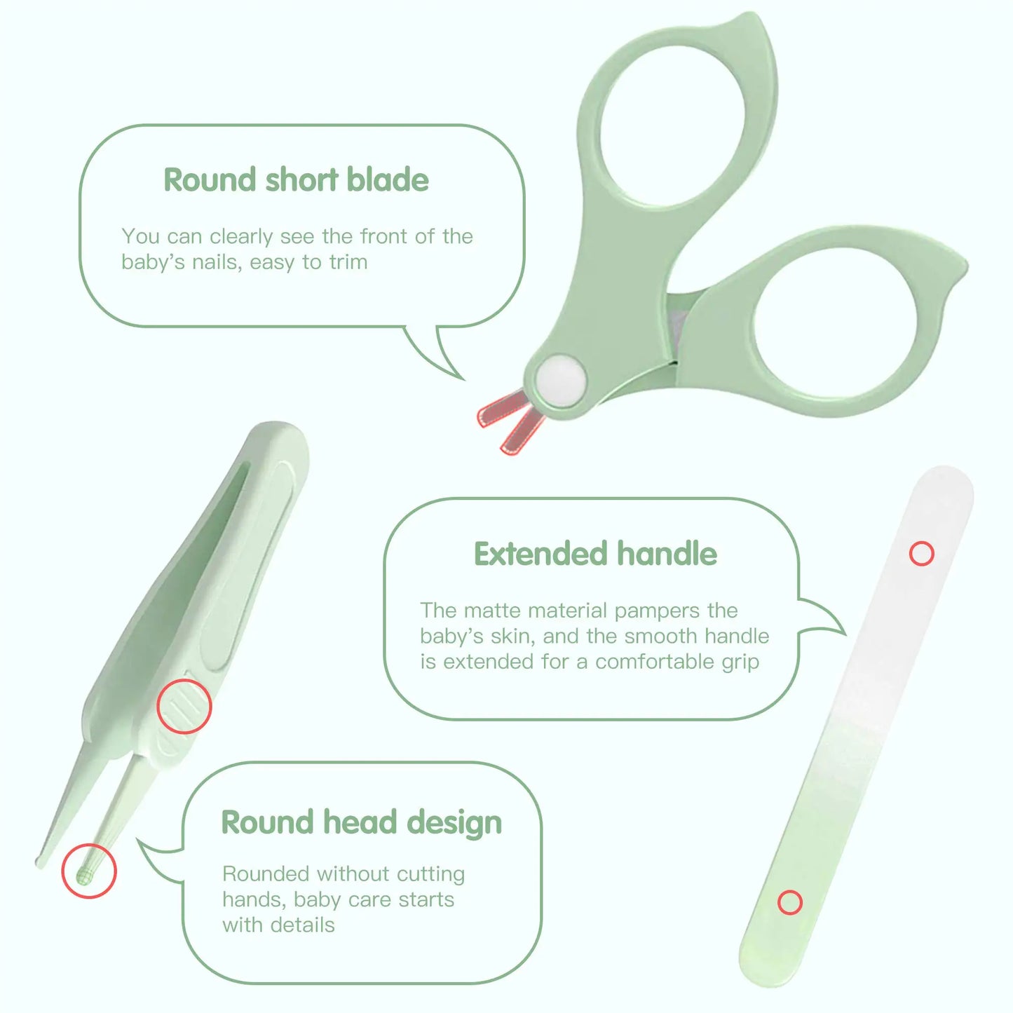 Baby Nail Clippers Set Baby Nail Care with Cute Case Includes Clipper Safety Scissors Tweezers Nail File Rounded Tips for Safety