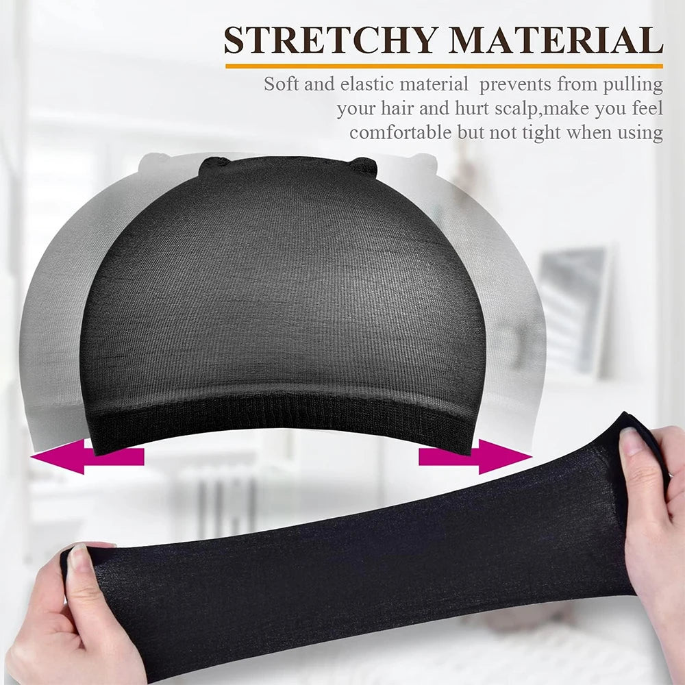 4/20pcs Black Wig Cap Elastic Breathable Invisible Wig Caps Perfect For Professional Use,2pcs/Pack