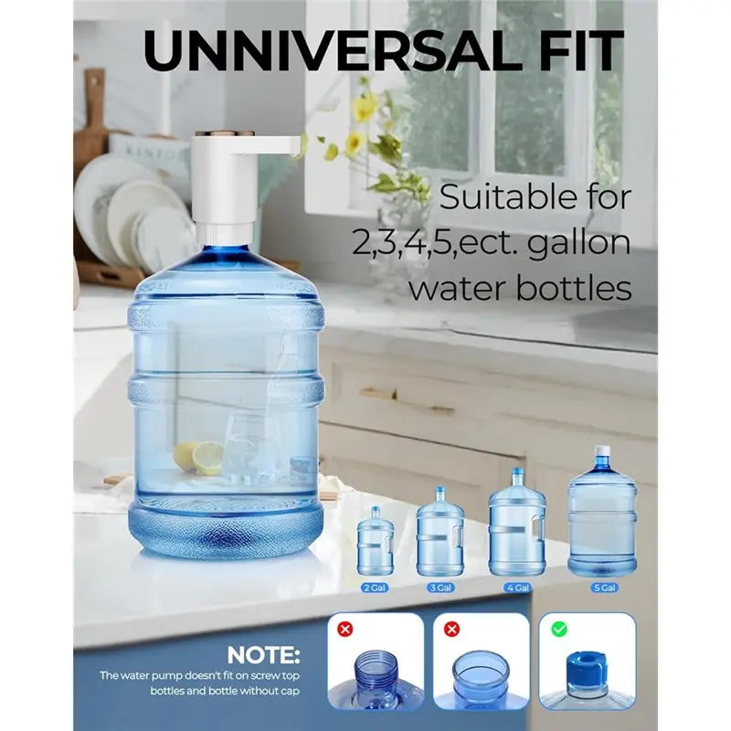 A78E-Water Bottle Pump,Portable Electric Water Dispenser Pump For 5 Gallon Bottles-USB Charging,For Home Kitchen Room Camping