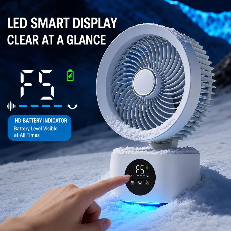 Portable Air Circulation Fan Smart Voice Remote Control USB Rechargeable Desktop Wall-Hanging Shaking Head Fan with Nightlight