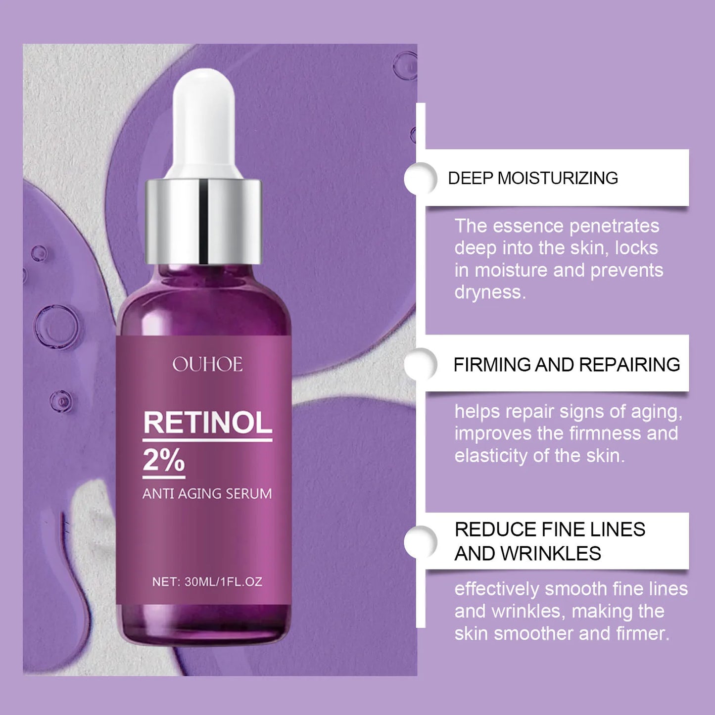 Retinol Remove Wrinkle Face Serum Lift Firming Anti Aging Fade Fine Lines Whitening Brightening Moisturizer Skin Care Cosmetics