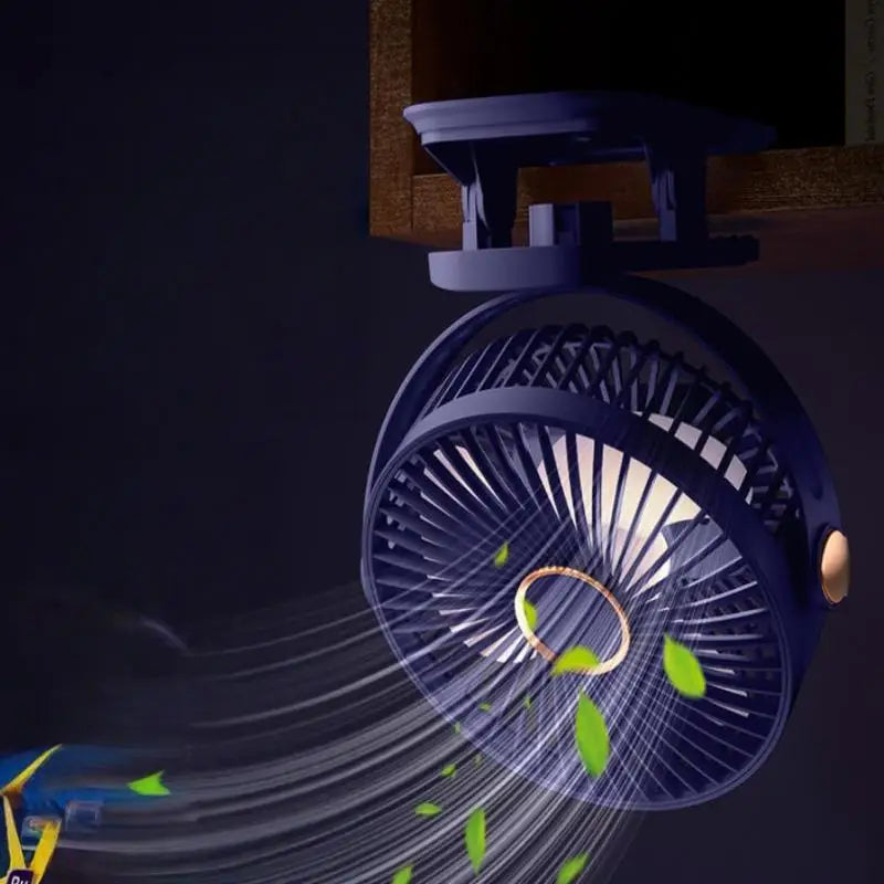 1 Set 720° Rotating Hanging Clip Fan Night Light Air Cooler USB Rechargeable Electric Fan Outdoor Camping Small Fans Ventilador