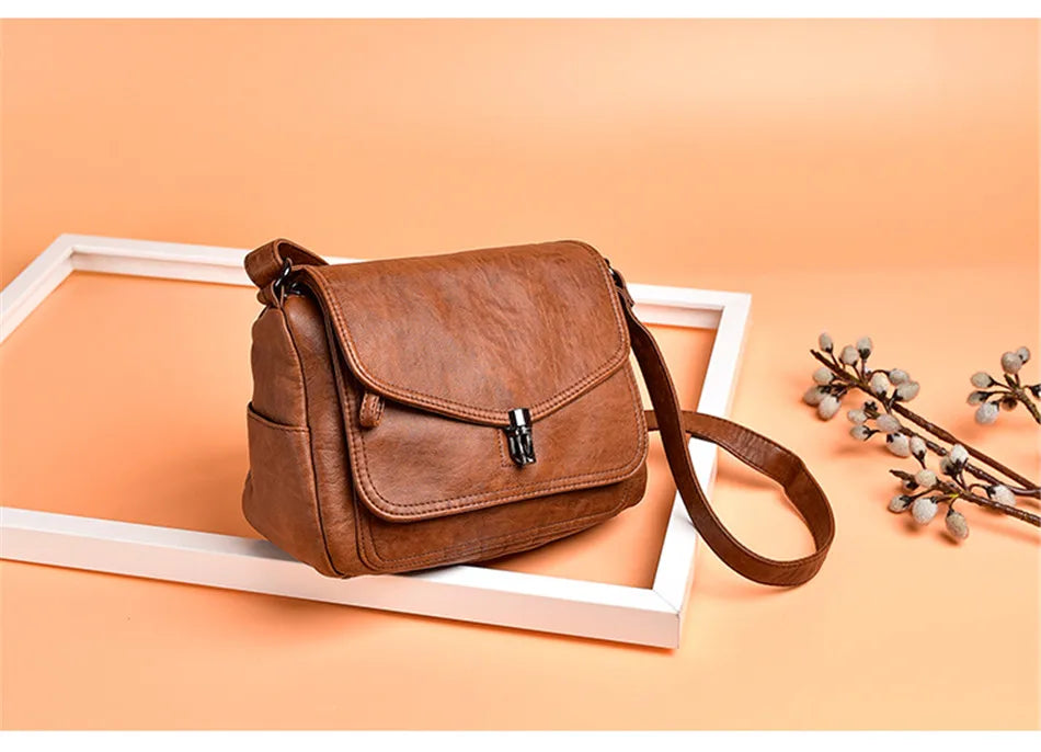 Vintage Soft Leather Women's Crossbody Bag Luxury Designer Handbag Small 2024 Sac a Femme Femmels' Shoulder Bags
