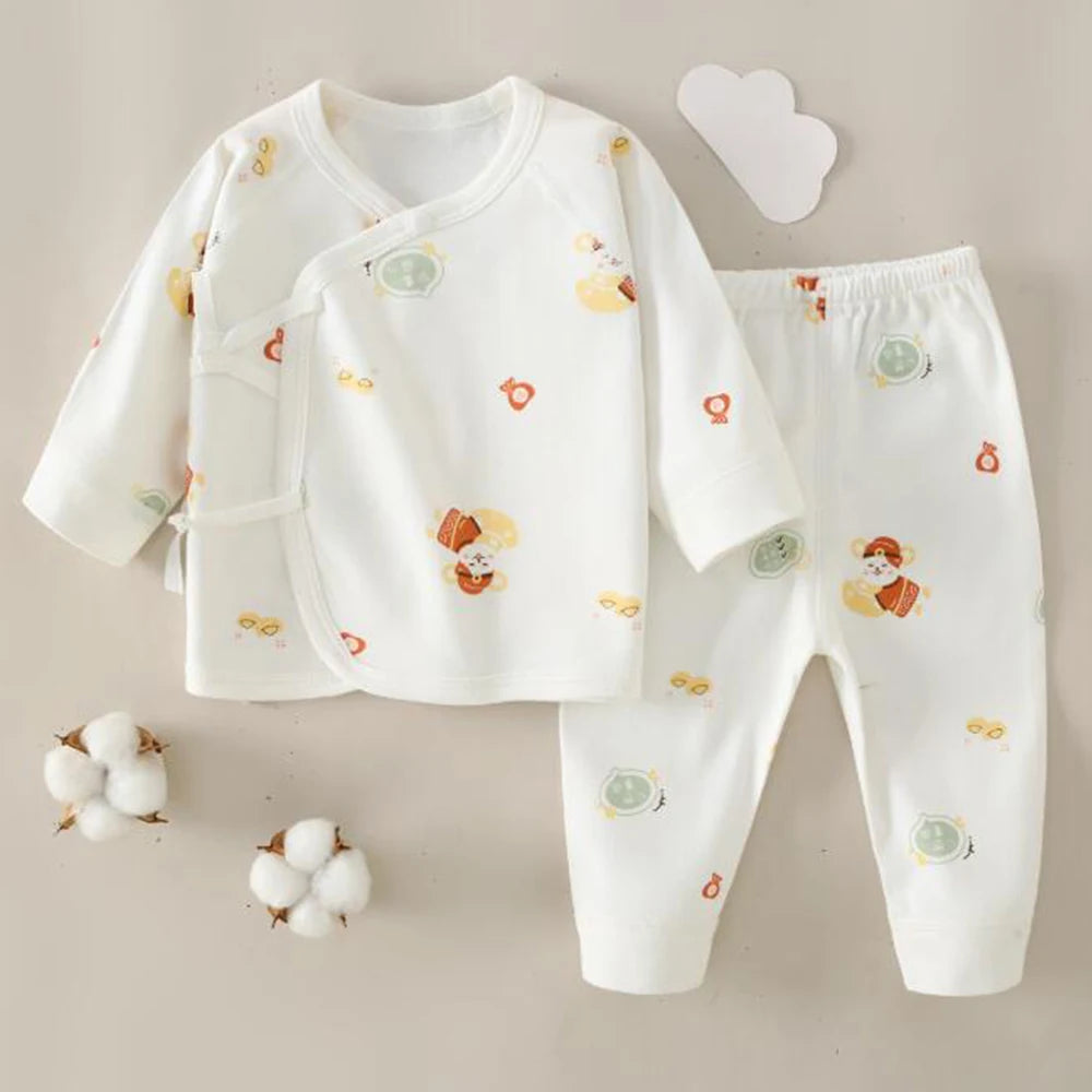 Hospital Newborn Set 100% Cotton Long Sleeve Tops Pants Two Pieces Spring Autumn Unisex Baby Outfits For Boys Girls 0 6 Months