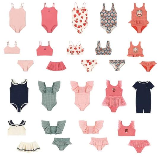 Kids Swimwear for Girls KS Brand New Summer Baby Swimsuit Cute Cherry Kids Outfit Set Holiday Beach Bikini Children Clothing