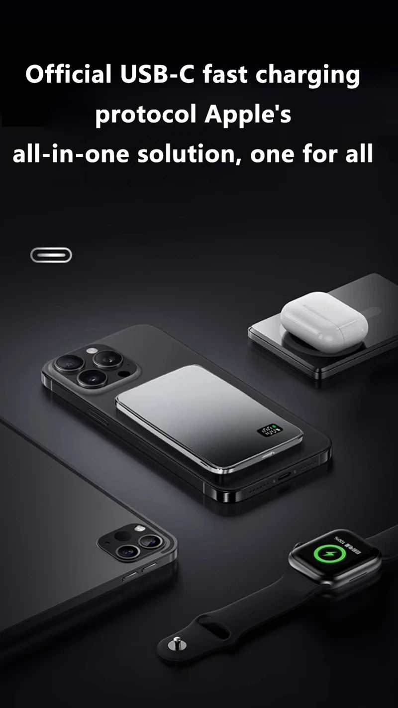 Lenovo 30000mah High-capacity Magnetic Wireless Fastcharging Powerbank Lightweight Portable For Air Travel With External Battery