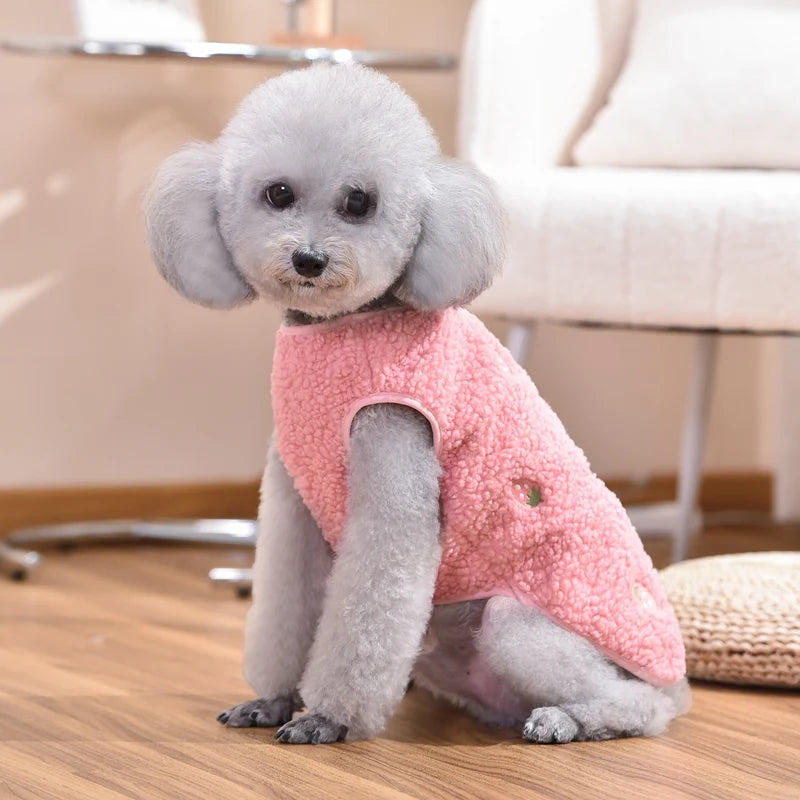 Embroidered Bear Puppy Autumn Clothes Pink Khaki Cute Pet Vest Apparel Chihuahua Small Medium Breeds Puppy 2024 Bulldog Outfit
