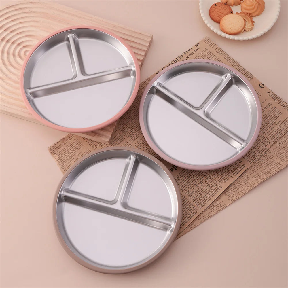 1PCS Stainless Steel Plate Detachable Suction Feeding Bowl For Baby  BPA Free Silicone Dishes Tableware Baby Newborn Items