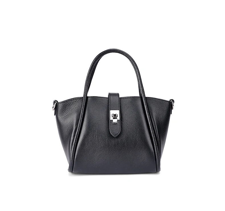 Genuine Leather Mini Tote Bag for Women Fashion Cowhide Shoulder Bag Patchwork Commute Handbag Luxury Designer Crossbody Bag