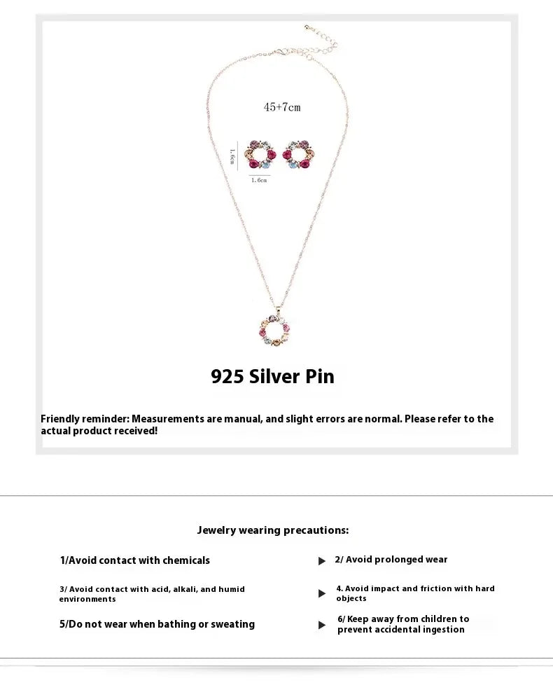 Luxury Multicolor Zircon Jewelry Set, Elegant Necklace and Earrings, Minimalist Luxury Gift for Women, Sparkling Gemstones