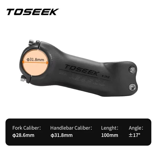 TOSEEK K04 Carbon Stem 6/17Degree Mountain Bike Stem 31.8mm Handlebar Stems 70/80/90/100/110/120/130mm Black Matt Bicycle Parts
