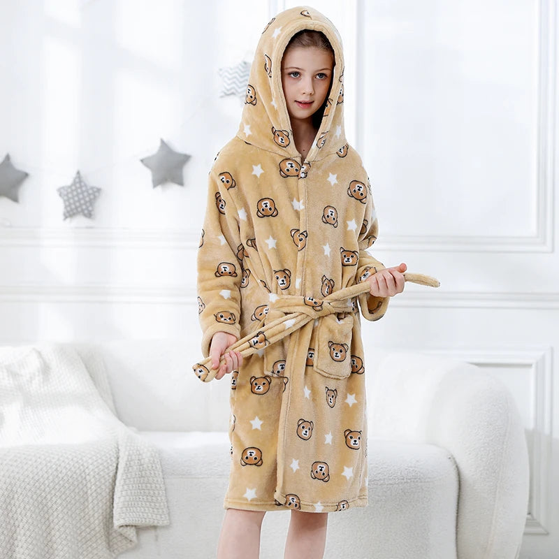 Halloween Dinosaur Bathrobes for Children 3 5 7 9 11 13 Years Kids Animal Flannel Homewear Boy Hooded Sleepwear Girls Nightgown