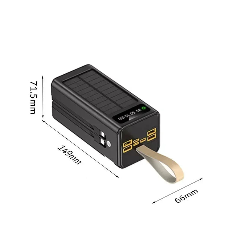 Lenovo 500000mAh Power Bank Large Capacity Portable LED Light Solar External Battery Four Interface Charger Powerbank 2026