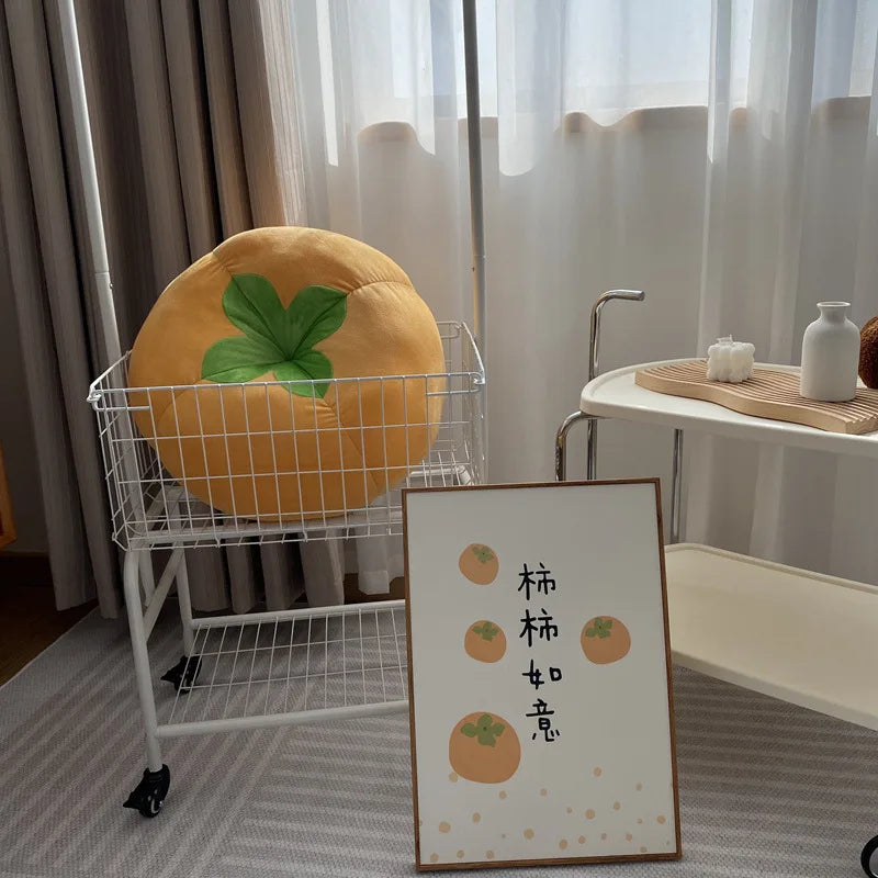 Thickened Cushion with Tomato-Shaped Pillow Vegetable Mushroom Persimmon Round Cushion Pad for Window Seat Pillows for Bedroom