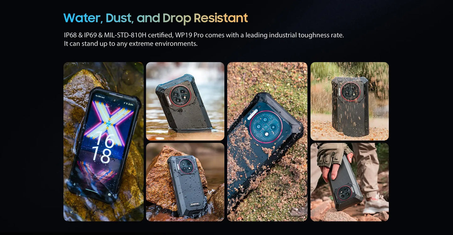 Rugged Phone Oukitel WP19 Pro Helio G99 Cellphone 22000mAh 24GB 256GB Smartphone 64MP Camera  120Hz Mobile Phone