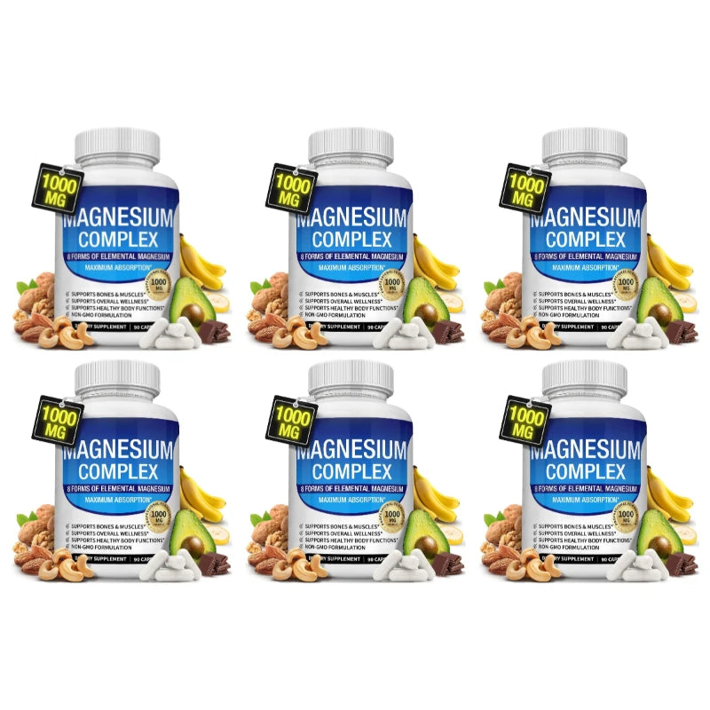 Nutrition Magnesium Complex Capsules 8-Form Elemental Magnesium Supports Healthy Body Functions 1000 Mg 90 Capsules