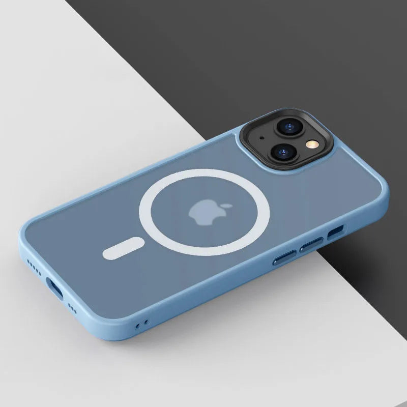 Matte Transparent Case For iPhone 13 12 15 16 17 14 Pro Max Air Cover For MagSafe Wireless Charger Protection Shell Shockproof