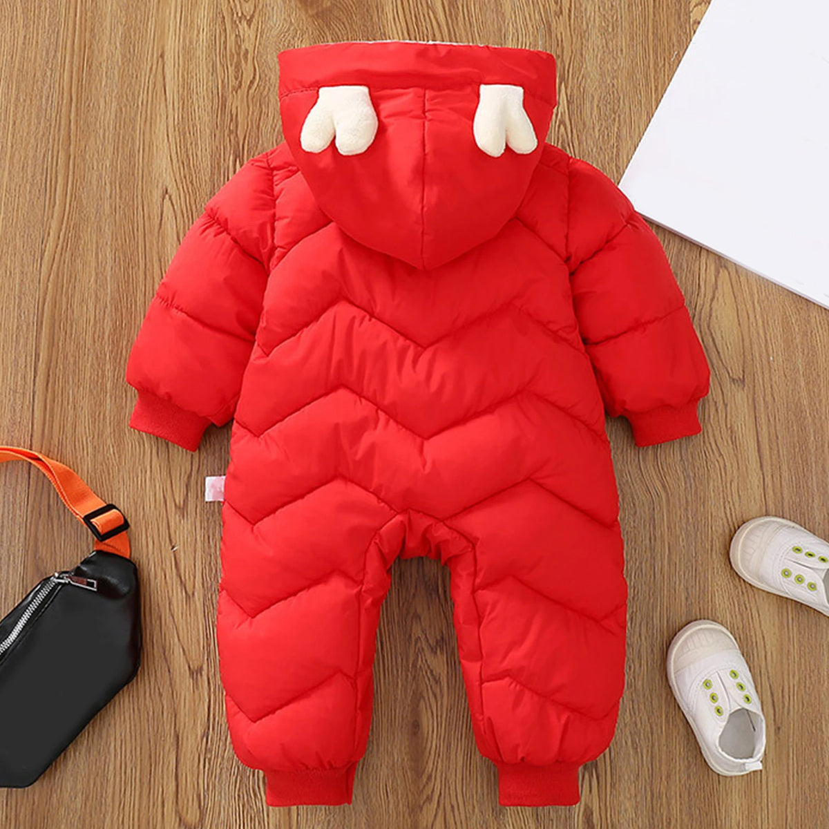 Toddler Kids Winter Rompers,Girls Down Cotton Jacket,Fleece Hood Jumpsuits,Winter Children's Overalls,Boys Snowsuits with Pocket