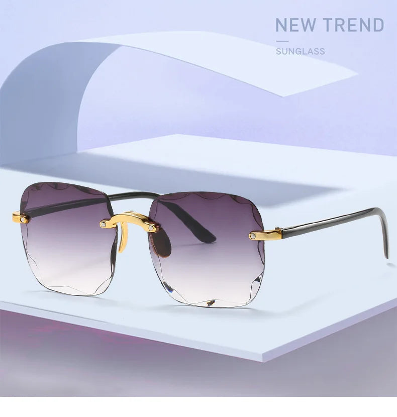 1/3PCS Square Rimless Sunglasses Women Luxury Brand Designer Summer Red Glasses Fashion Sun Glasses For Men UV400 Shades Oculos