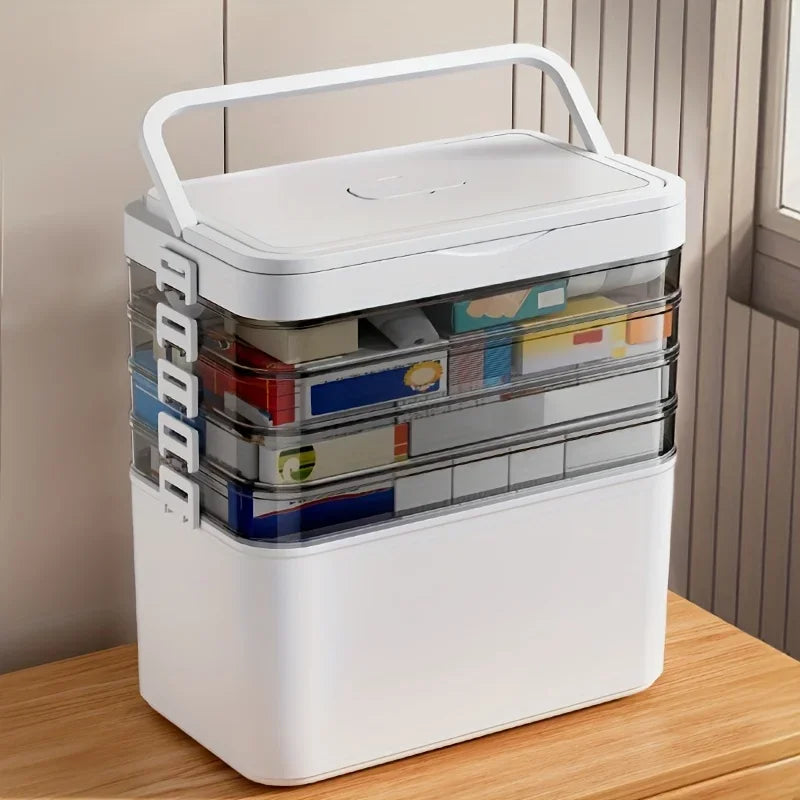 Large Capacity Multi-Layer Medicine Organizer and Usage Guide - Durable Waterproof Pill Box with Pill Storage Compartment