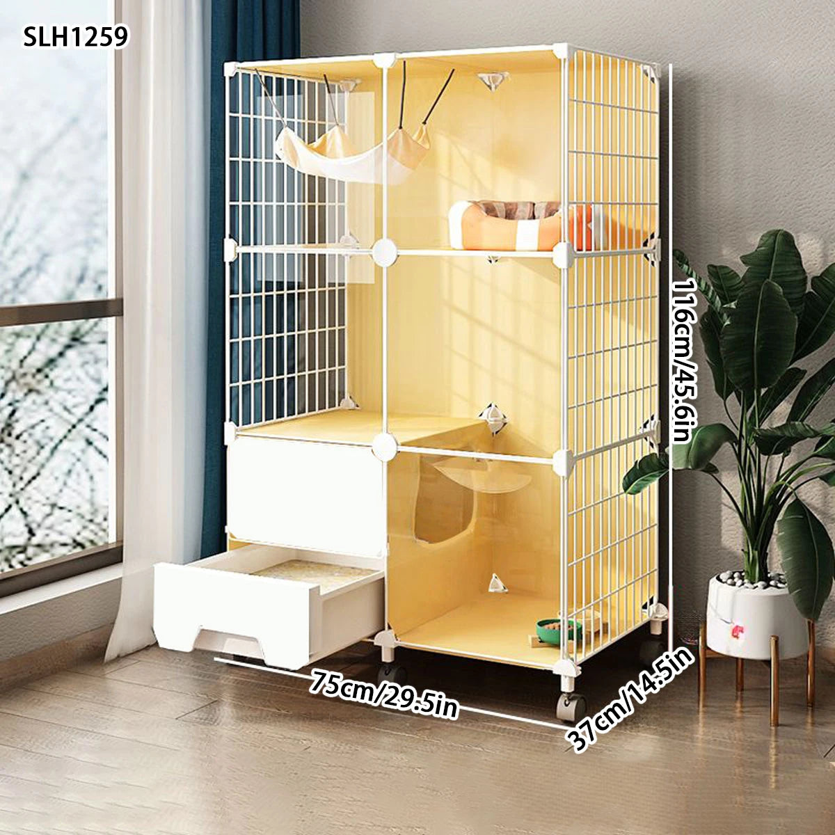 Cat cage with enclosed cat litter box indoor cat cage household cat cage with toilet integrated cat house cat house