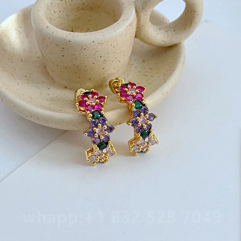 1:1 KS Jewelry Gold Stud Earrings For Women Fashion Jewelry Birthday Gift