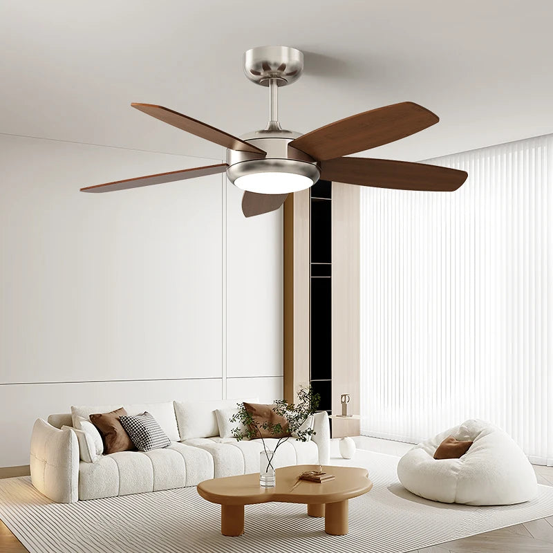 Living Room Fan Lamp Chandelier, Vintage American Style, Bedroom Room Electric Fan Integrated Silent Inverter, Dining Room Ceili