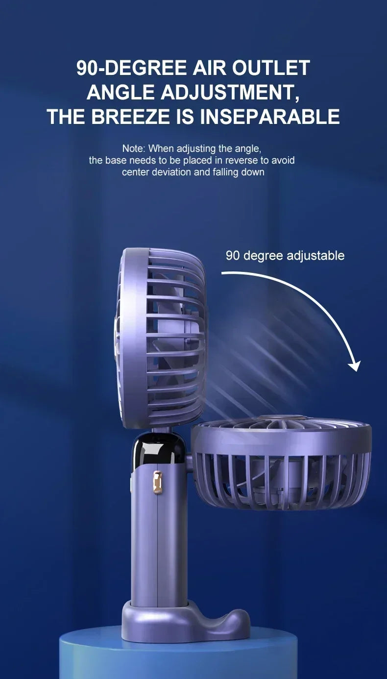 Folding Fan Mini Portable Hand-Held Fan Rechargeable Multifunctional Fan With Display Screen Neck Hanging Fans