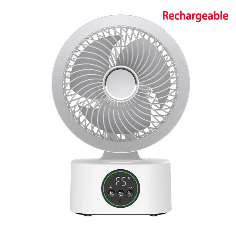 Portable Air Circulation Fan Smart Voice Remote Control USB Rechargeable Desktop Wall-Hanging Shaking Head Fan with Nightlight