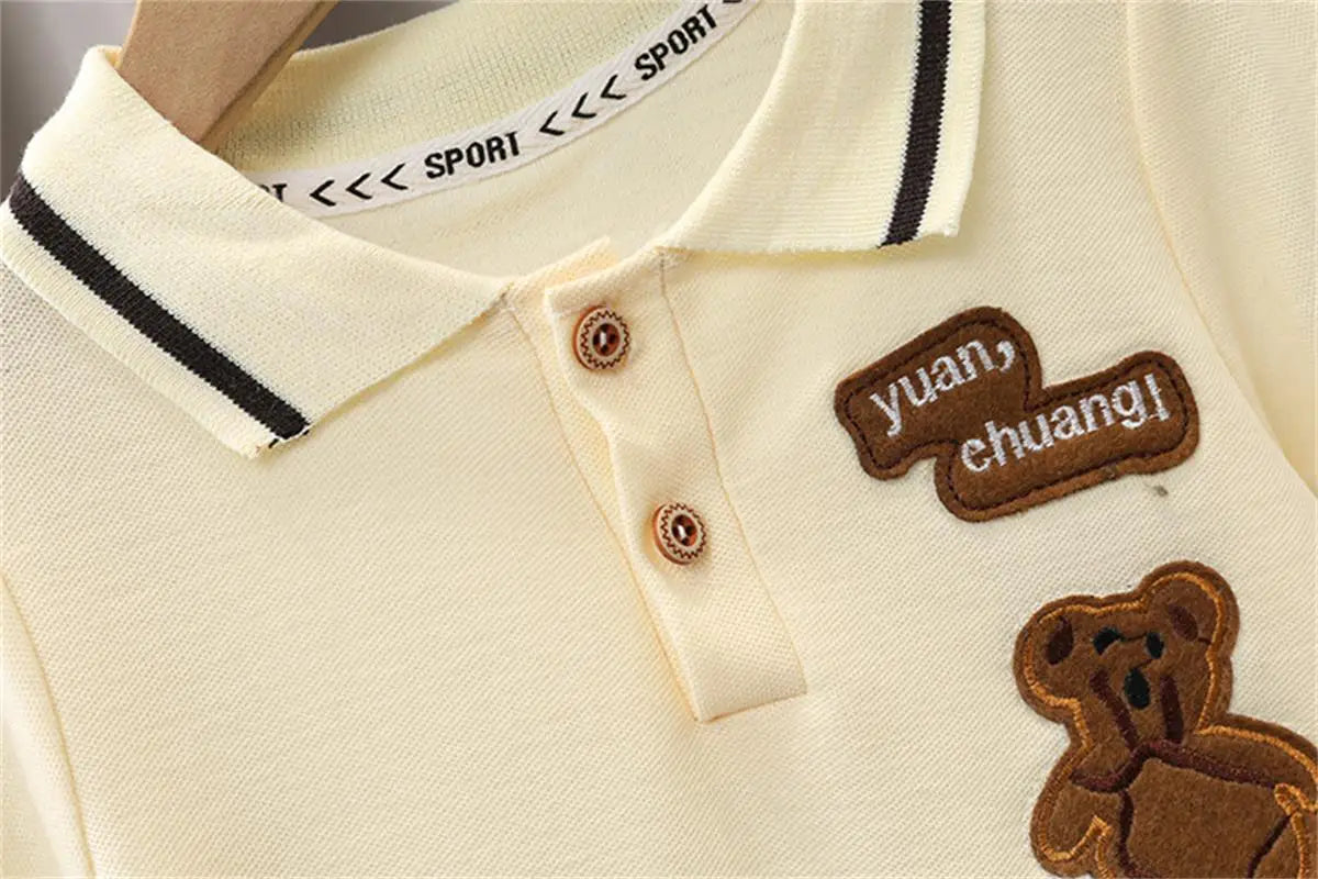 Summer Toddler Baby Clothes Children Boys Cotton Bear Short Sleeve T-Shirt+Shorts 2pcs Set Kids Fashion Sports Costume 1-6 Years