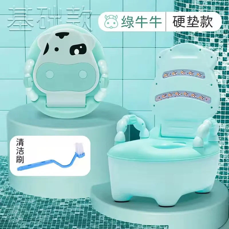 Children's Toilet Baby Potty Urinal Cartoon Cows Design Portable Toilet Seat with Cover Toddler Kids Potty Training Seat