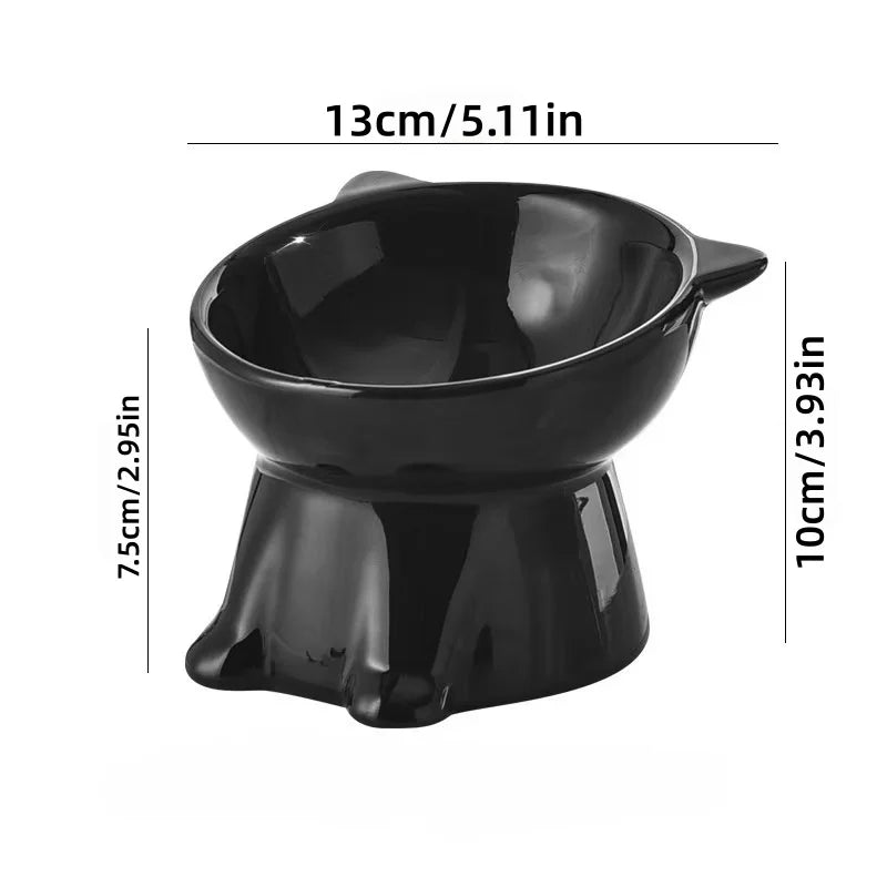 2 Piece Set - Elegant Black/Pure White Elevated Pet Bowl Elevated Anti Slip Wide Bottom Plastic Material Suitable Cats and Dogs