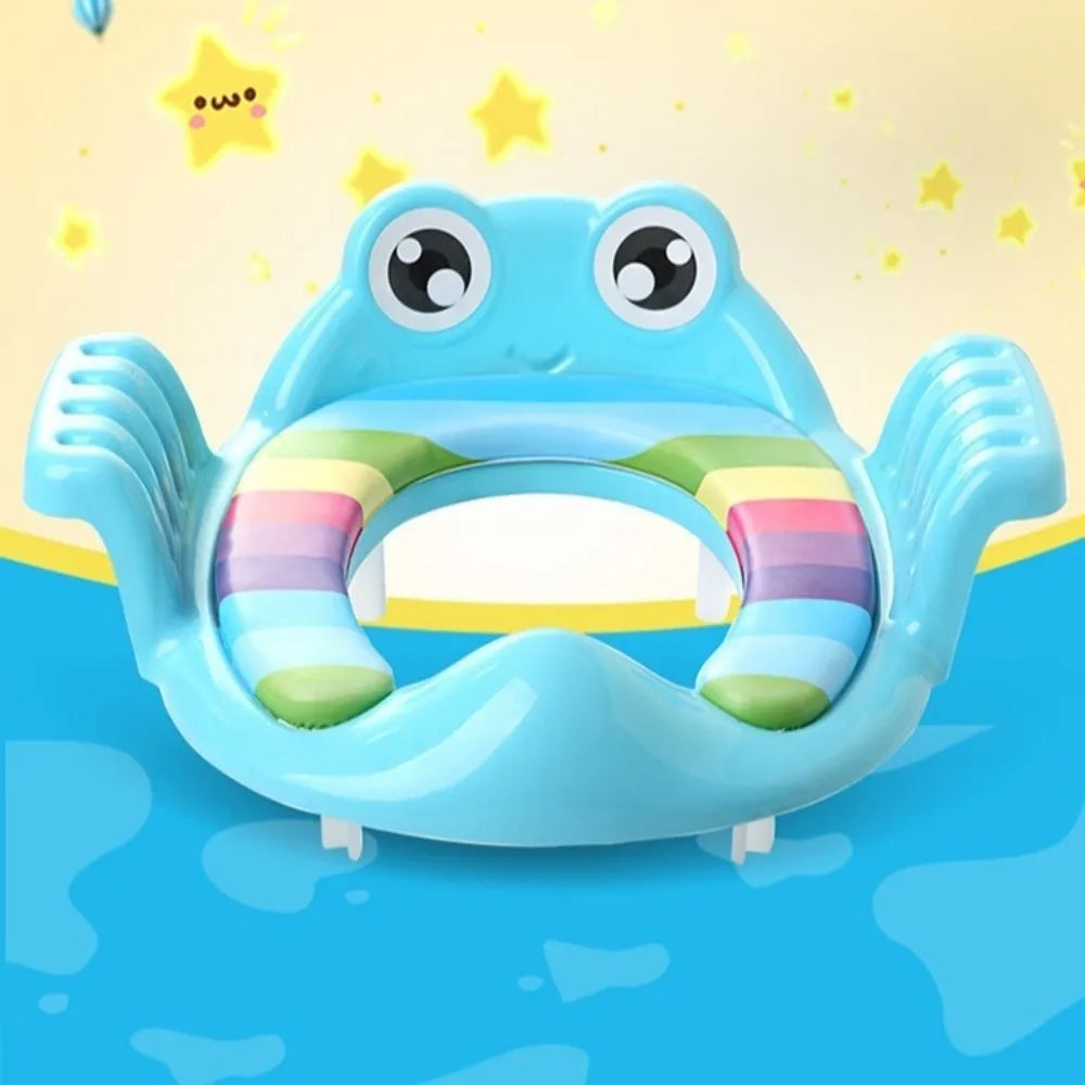 Cute Safe Baby Toilet Seat Easy to Clean Non-slip Children Potty Soft Cushion Frog shape Toddler Toilet Seat for Infant
