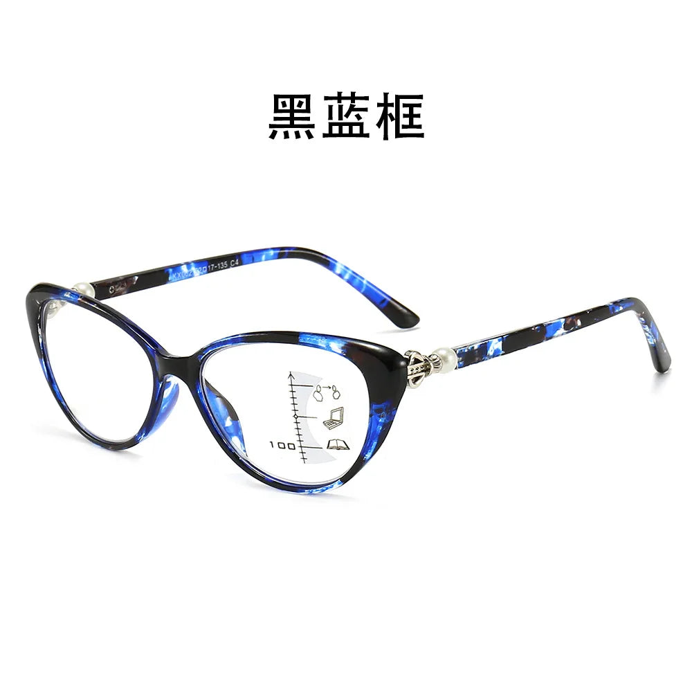 Progressive Multi Focus Anti Blue Light Reading Glasses, Fashionable Dual-purpose Reading Glasses for Both Near and Far Use