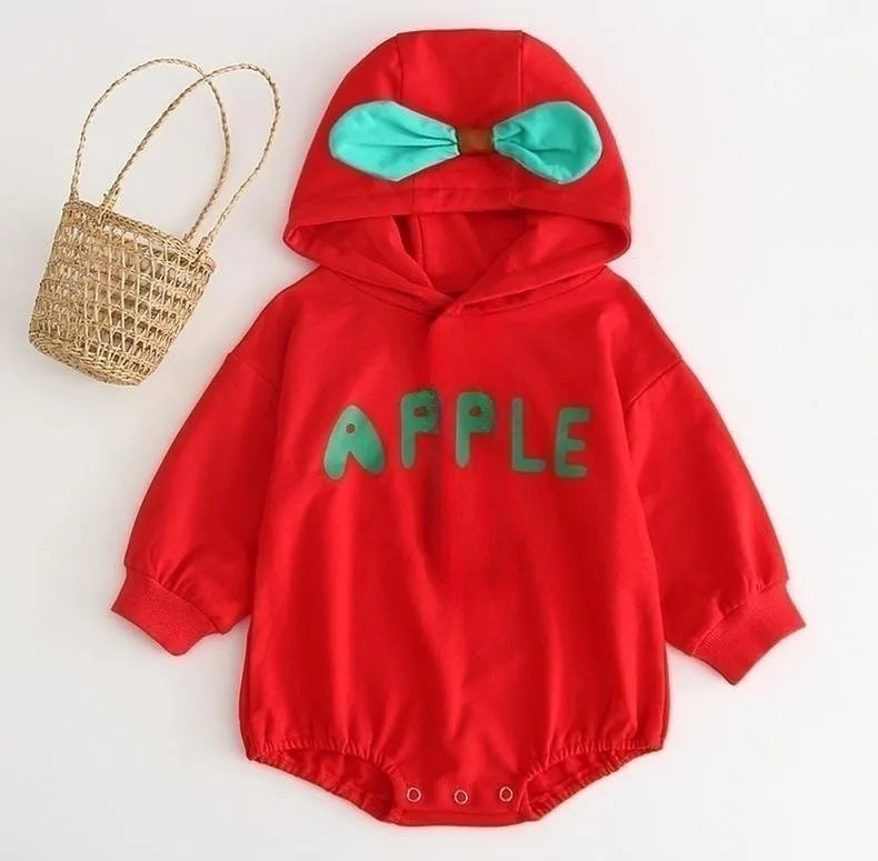 HoneyCherry Autumn Baby Red Romper Baby Fruit Crawling Suit Bodysuit Newborn Baby Clothes