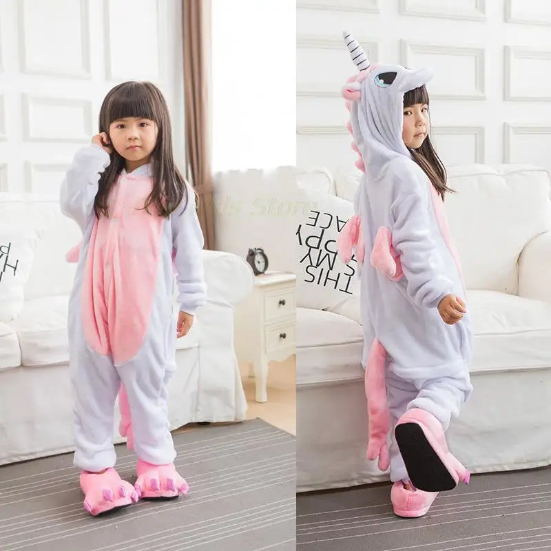 Baby Girl Clothes Kigurumi Children Unicorn Pajamas Winter Animal Cartoon Sleepers Stitch Cat Onesie Kids Costumes Jumpsuit