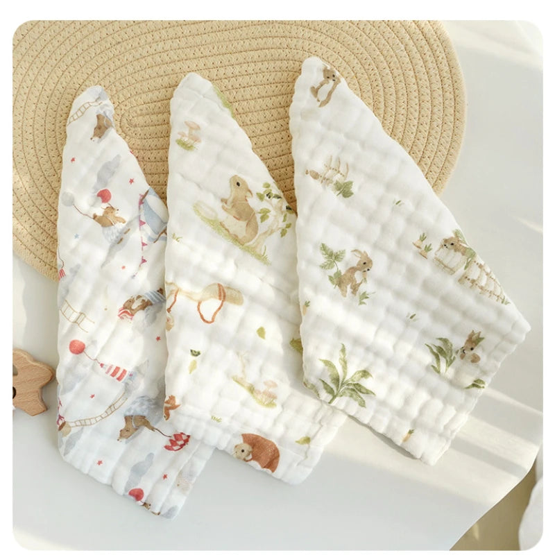 5pcs Cotton Muslin Baby Face Towels 6 Layer Gauze Square Burp Cloths Newborn Baby Hand Towel Soft Wash Handkerchief Baby Items
