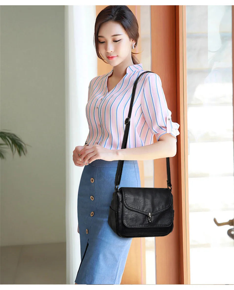Vintage Soft Leather Women's Crossbody Bag Luxury Designer Handbag Small 2024 Sac a Femme Femmels' Shoulder Bags