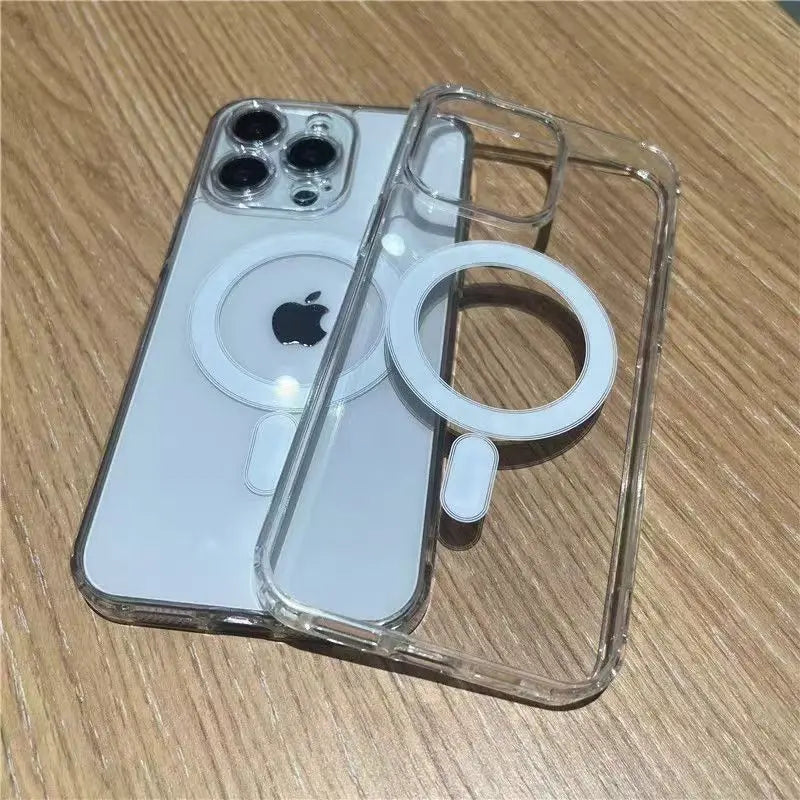 Transparent Magnetic For Magsafe Case For iPhone 17 16 15 14 13 12 Mini 11 Pro Max 14 Plus 16E 17E AIR Wireless Charge Cover