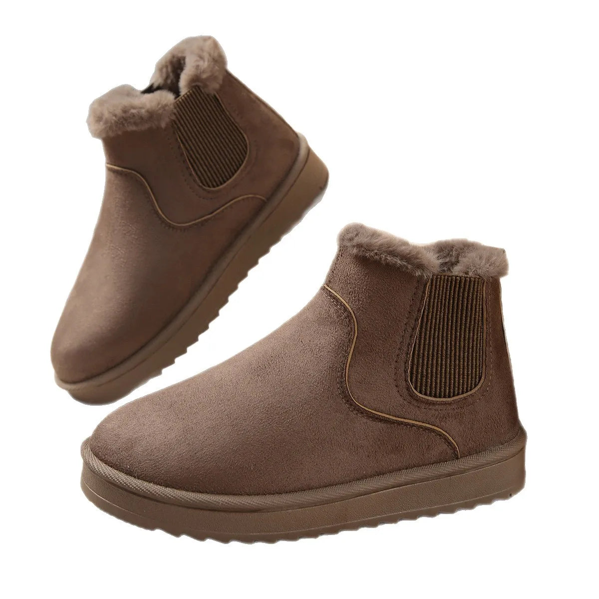Large Size Winter Boots Women's 2025 New Thickened Fleece Lined Fashionable Warm Slip-On Short Boots Cotton Shoes Women