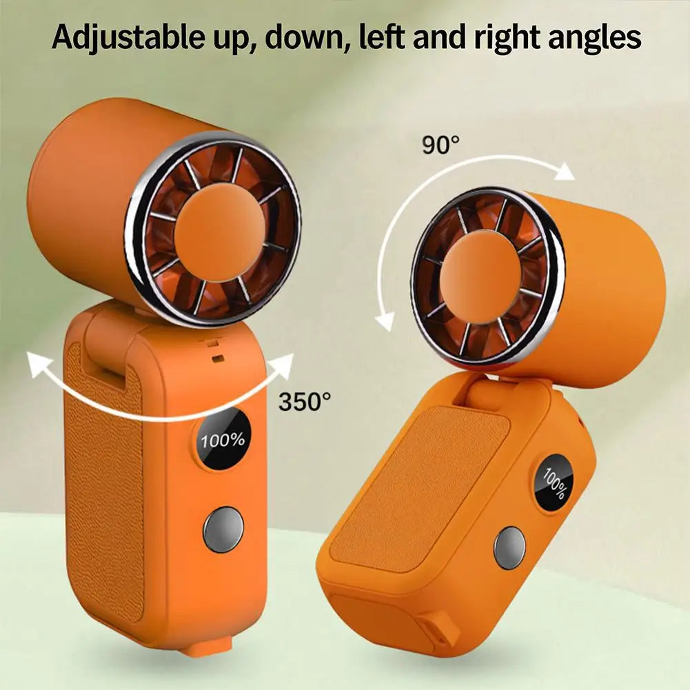Portable Handheld Mini Fan Foldable Cooling Fans 5 Speed USB Rechargeable Fan with Phone Stand And Digital Display Screen