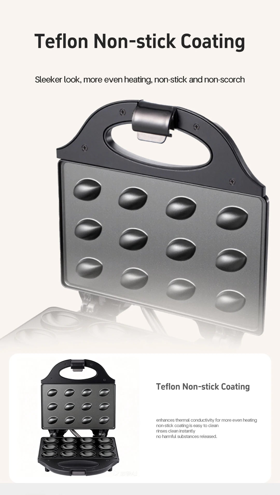 Electric Walnut Cake Waffle Maker With Nuts 12 Holes Cooking Kitchen Biscuits Making for Baking Business Nuts Waffle