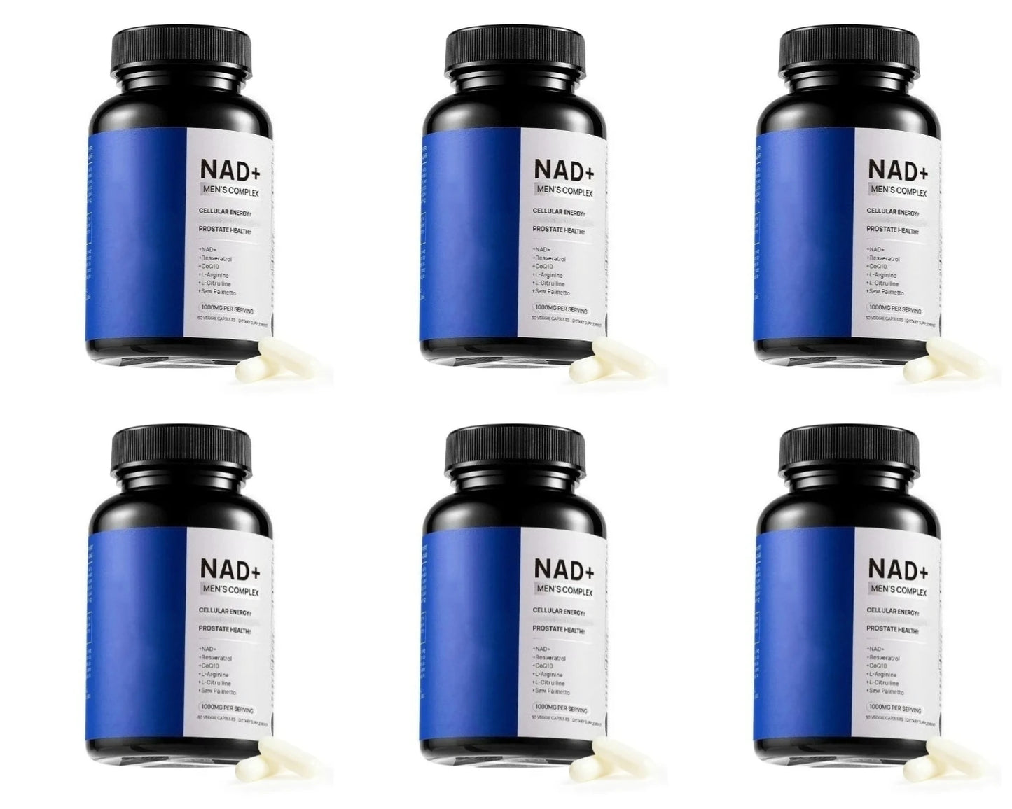 Men's Wellness Complex with NAD+ CoQ10 Resveratrol  L Arginine Daily Energy Vitality Support 60 Veggie Capsules