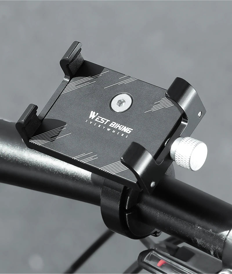 WEST BIKING Cycling Phone Holder Lightweight Aluminum Alloy Bike Handlebar Phone Bracket Phone Mount MTB Road Bike Accessories