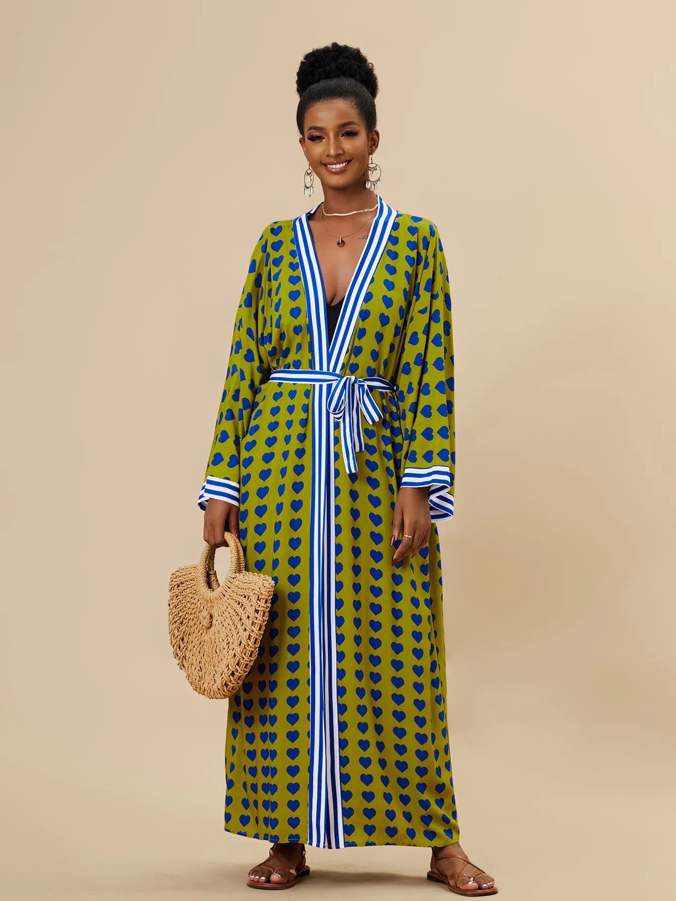 Zebra Beach Cover Ups for Women Long Sleeve Kimono Dress Self Belted Rayon Elegant Pareo 2023 Bathing Suits Holiday Beachwear