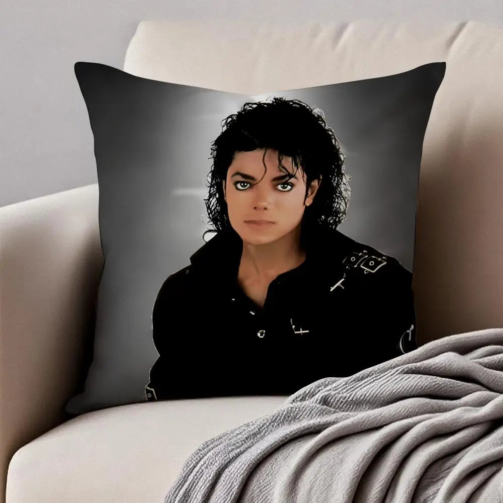 Pop Music M-Michael Jackson Cushion Cover Pillowcase Anti-dustmite Invisible Zipper Short Plush Sofa Cushion