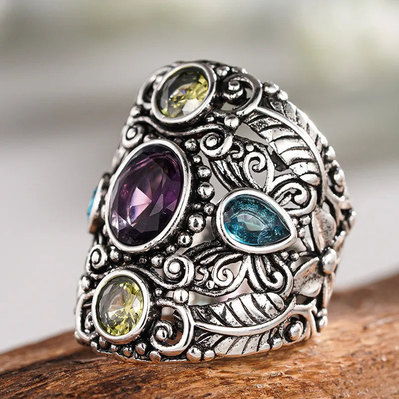 925 Sterling Silver Flower Design Ring for Women Charming Brilliant Finger Accessory Exquisite Vintage Chic Jewelry