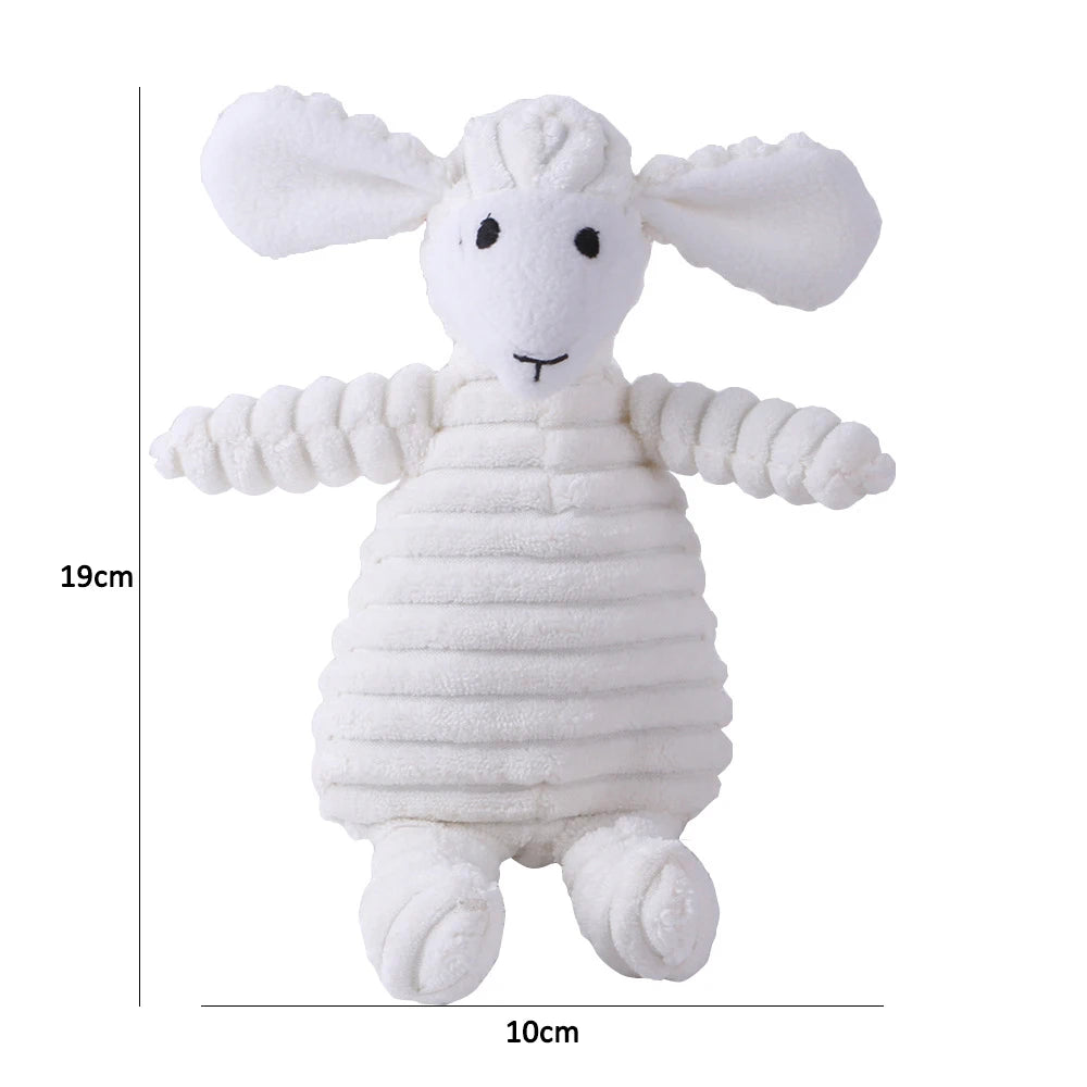Plush Dog Toy Animals Shape Bite Resistant Squeaky Toys Corduroy Dog Toys for Small Large Dogs Puppy Pets Training Accessories